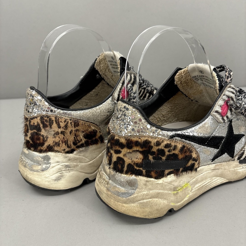 Golden Goose Running Sole Shoes Womens Size 6 Zebra Leopard Pony Hair Sneakers - Picture 11 of 16